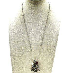 Celtic Knot Pendant Necklace Pewter Tone Embossed Claire Fraser Jamie Reversible